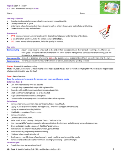 A-Level PE EDEXCEL (spec 2016) 5.4 Ethics and Deviance in Sport: Part 3