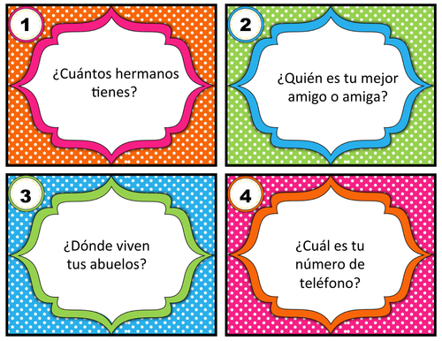 Spanish Conversation Starter Task Cards for Beginners - Question Words