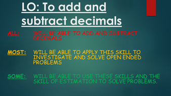 Adding and subtract decimals | Teaching Resources