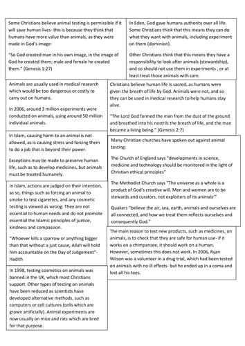 2 Lessons- Animal Rights and Animal Experiments | Teaching Resources