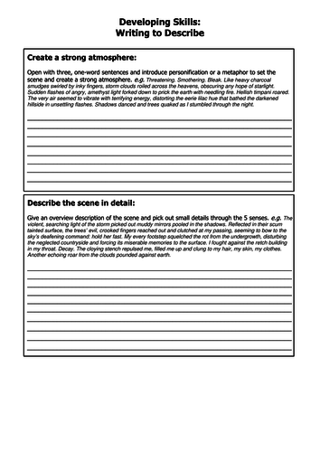 Supported Writing - Describe - Language Paper 1 Q5 | Teaching Resources