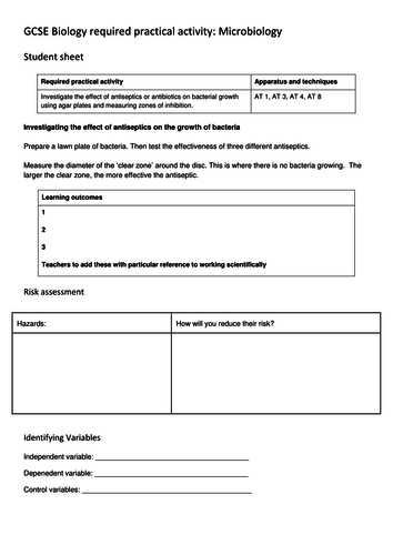 New 9-1 GCSE Biology B5 Preventing Bacterial Growth | Teaching Resources