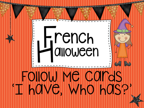 French Halloween Follow me cards and wall words