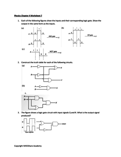 Electronics : Logic Gate Worksheets and Answers | Teaching Resources