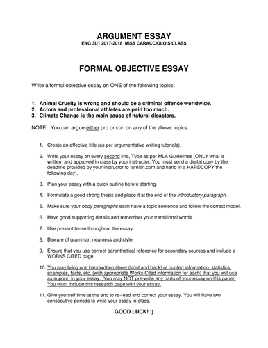 formal essay topics