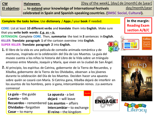 KS4 Spanish Halloween El Dia de los Muertos (AQA GCSE)