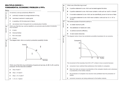 AS/A-level Economics Themed Multiple Choice Collections 1