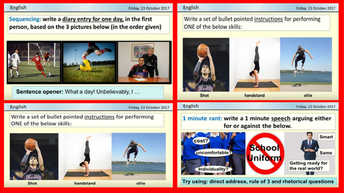 60 WRITING STARTERS- for English & literacy. Inc VCOP, SPAG,DEVICES, 25 ...