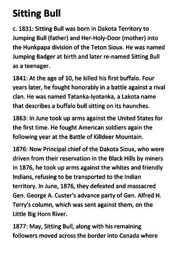 Sitting Bull Timeline and Quotes