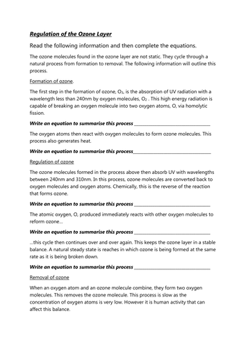 Regulation of the Ozone Layer | Teaching Resources
