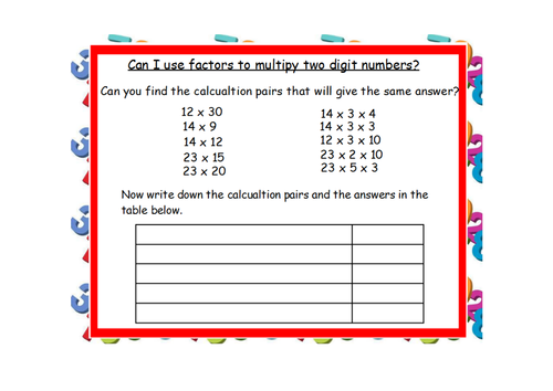 Year 4 Using Factors to Multiply