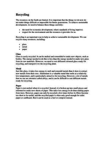 GCSE Science Revision Fact Sheets - Chemistry - The Environment