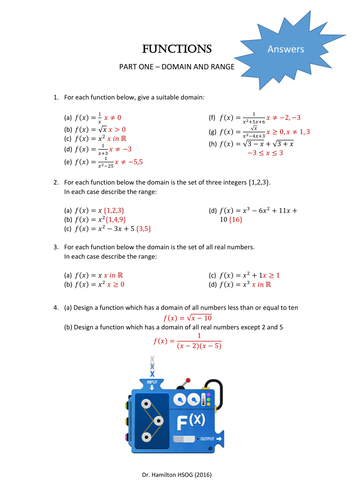 find domain and range of composite functions