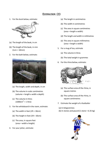 Estimation worksheets | Teaching Resources