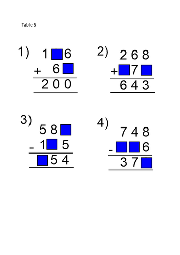 Maths KS2 Missing digits column addition and subtraction | Teaching ...