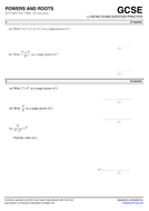 GCSE 9-1 Exam Question Practice (Powers and Roots) | Teaching Resources