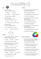probability worksheets teaching resources