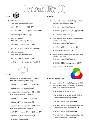 Probability Worksheets | Teaching Resources