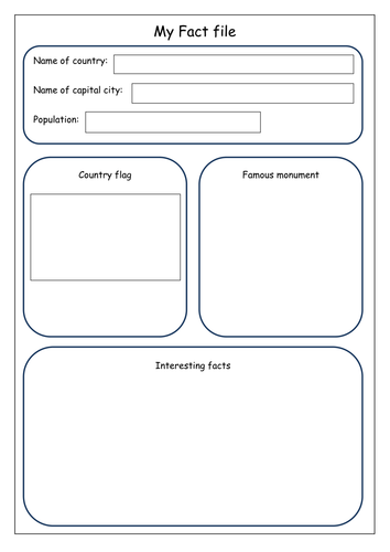 Geography Fact File Recording Sheet Teaching Resources