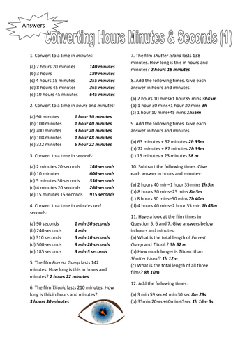 Converting Hours Minutes and Seconds Teaching Resources