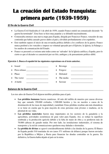 El Franquismo - Primera parte - La creación del Estado Franquista (1939 -1959)