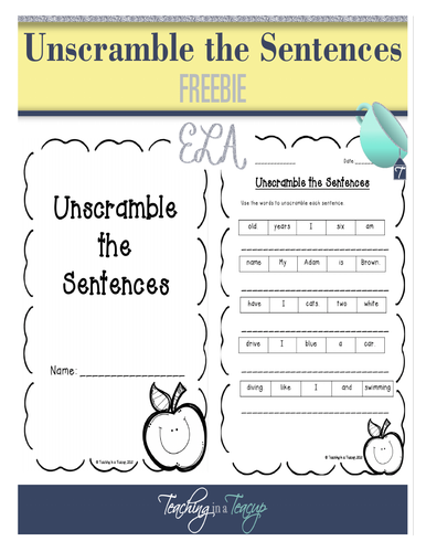 freebie unscramble the sentences teaching resources