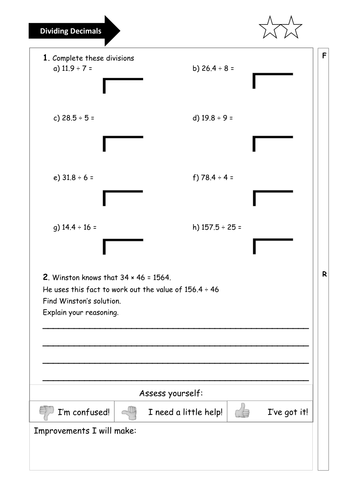 dividing decimals by integers teaching resources