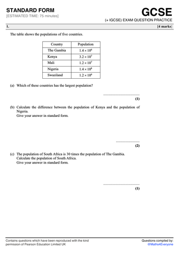 gcse-9-1-exam-question-practice-standard-form-teaching-resources