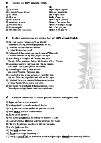 The Perfect Tense in French - a step by step guide | Teaching Resources