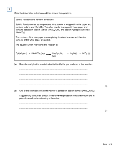 Chemical Analysis Combine Trilogy AQA | Teaching Resources