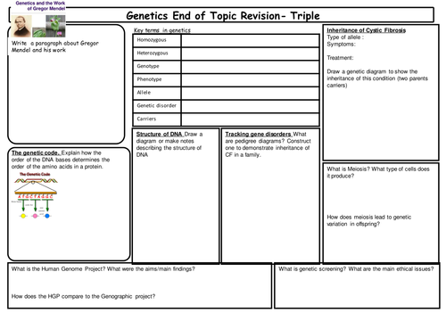 New AQA GCSE Genetics End of Topic Revision (Triple) | Teaching Resources