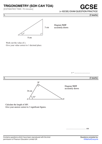 trigonometry problem solving questions tes