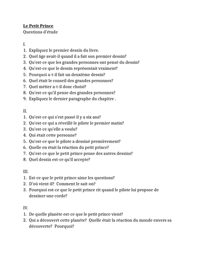 le-petit-prince-questions-d-tude-study-questions-for-little-prince