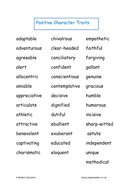 Character - positive character traits vocab building list. | Teaching ...