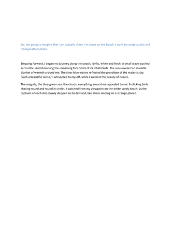 Modelled Write Beach Setting Description Calm Atmosphere Teaching 