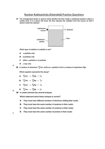 CIE Nuclear Radioactivity Extended Practice (Past Paper) Questions ...