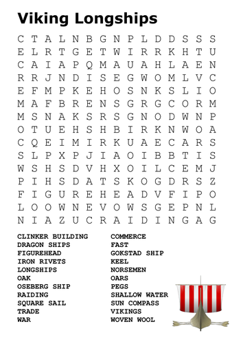 Viking Longships Word Search