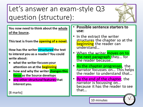 Aqa English Language Paper 1 Q3 Structure Teaching Resources Aqa 