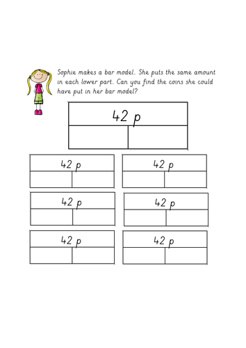 Year 2 Large  Lesson Bundle Money Using Bar Model and Part Whole Diagram