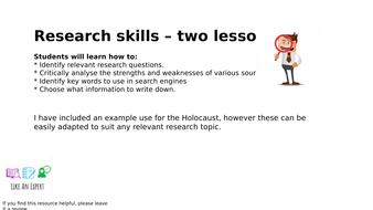 lesson plan on research skills
