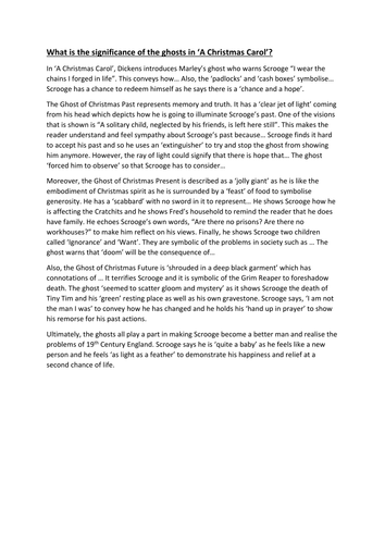 A Christmas Carol  Ghosts essay structure  Teaching Resources