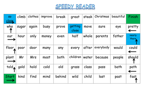 Year 2 common exception word game