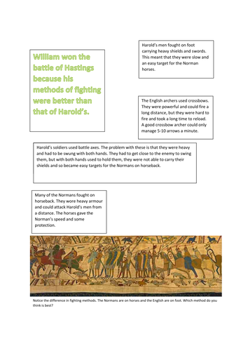 BATTLE OF HASTINGS: WHY DID WILLIAM WIN?CARD SORTING/GROUP WORK/ESSAY PREPARATION