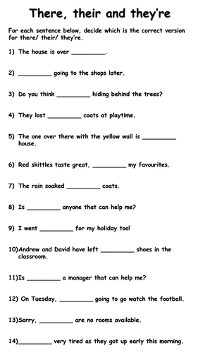 homophones there their and theyre teaching resources