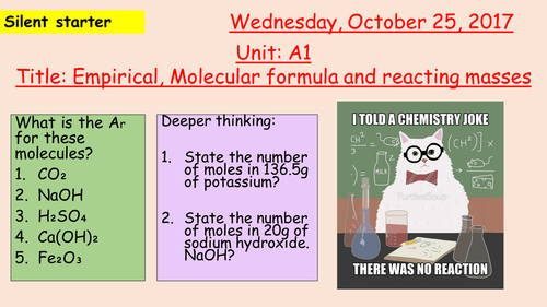 Pearson BTEC New specification-Applied science-Unit 1-Empirical Formula