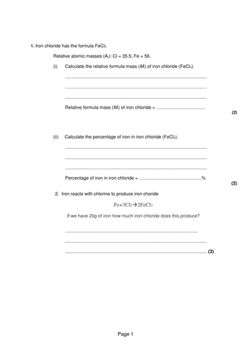 Volumes of Gas- Quantitative Chemistry (New AQA Spec)