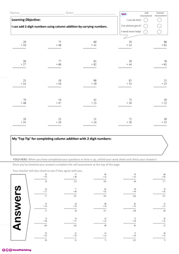 column-addition-differentiated-self-marking-teaching-resources