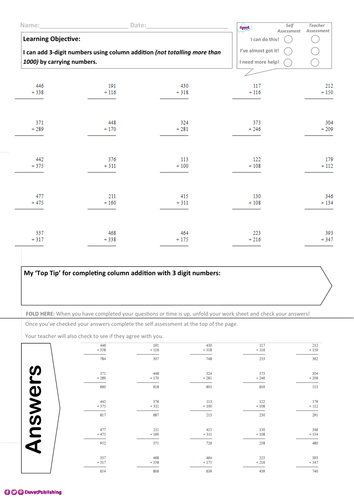 Column Addition: Differentiated & self-marking | Teaching Resources