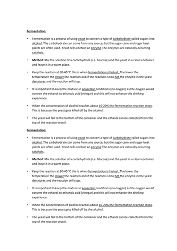 Edexcel 9-1 TOPIC 9 Sc23a Ethanol production - fermentation HIGHER ONLY SEPARATE or TRIPLE PAPER 2