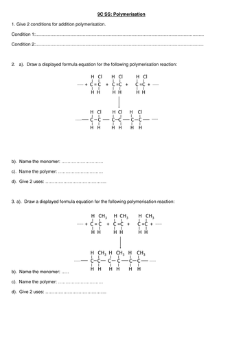 Edexcel 9-1 TOPIC 9 Sc24 (24a, b, c, d) Polymers SEPARATE or TRIPLE PAPER 2 + homework